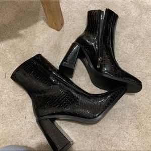 Black vinyl booties